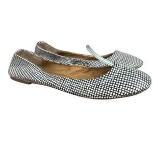 Lucky Brand Emmie Black White Print Ballet Round Toe Flats Slip On Shoes sz 9